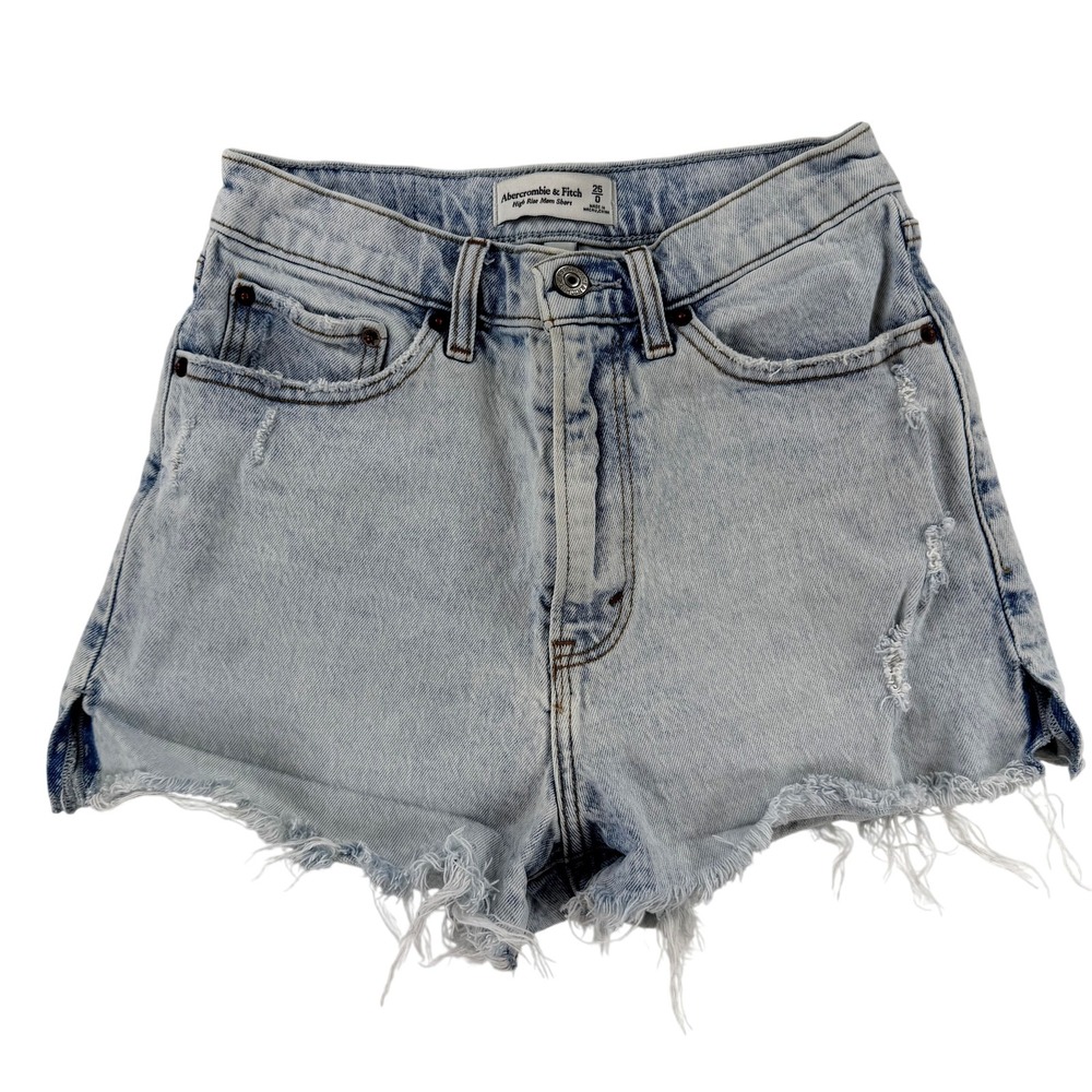 Abercrombie & Fitch Shorts Womens 25/0 Blue Denim High Rise Mom Distressed